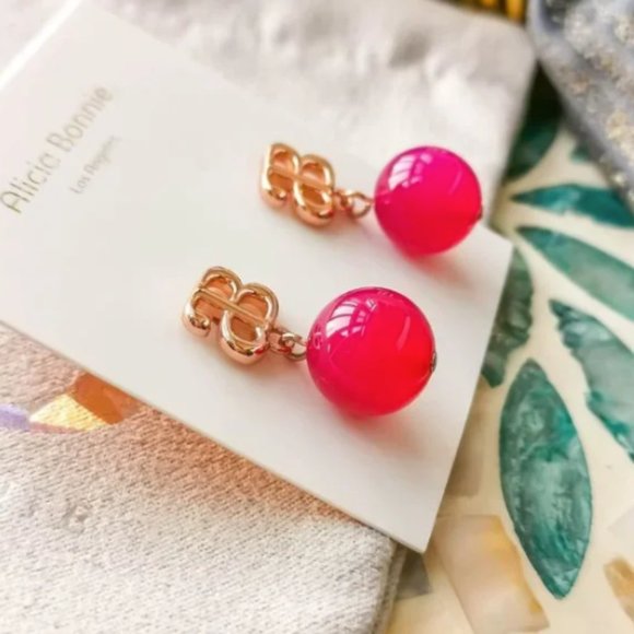 Alicia Bonnie Devotion Rose Gold Pink Agate Earrings - Picture 9 of 13